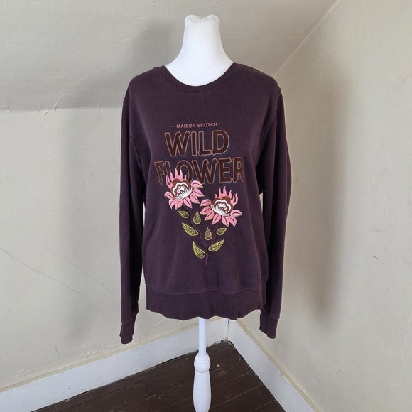 Scotch & Soda Crewneck Purple Sweatshirt Artwork Sweater Size XL - Picture 2 of 13